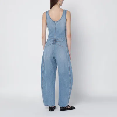 Alaïa Rounded Denim Jumpsuit In Washed Blue In Blue