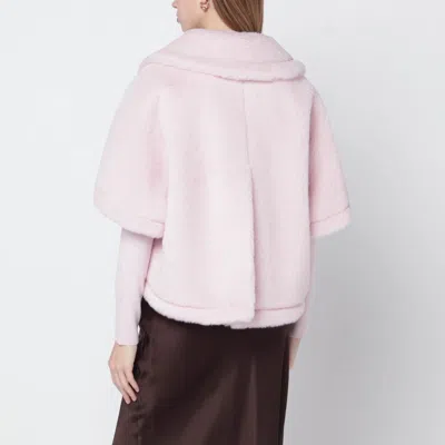 Max Mara Dusty Beige Boxy Teddy Cape In Pink