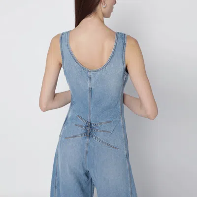 Alaïa Rounded Denim Jumpsuit In Washed Blue In Blue