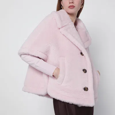 Max Mara Dusty Beige Boxy Teddy Cape In Pink