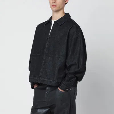 Essentials Denim Zip Shirt Jacket In Black