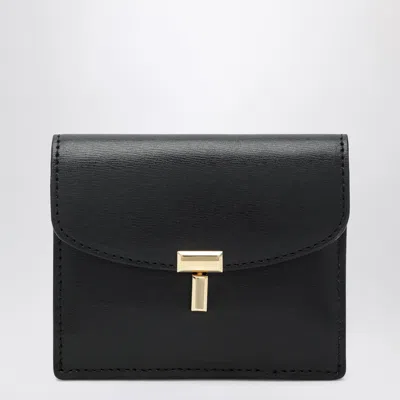 Totême Black Smooth-leather T-lock Card Holder In Black
