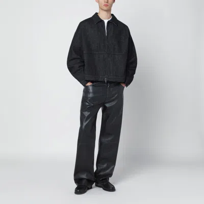 Essentials Denim Zip Shirt Jacket In Black