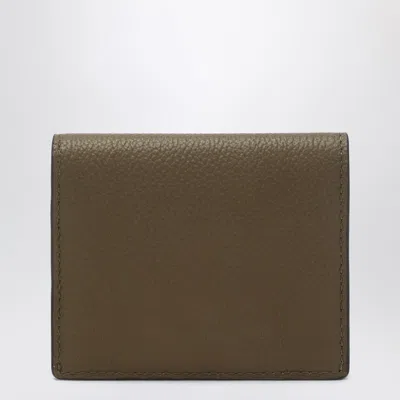Totême Taupe Grained-leather T-lock Card Holder In Gray