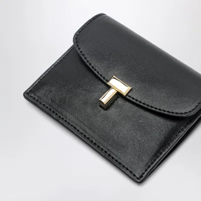 Totême Black Smooth-leather T-lock Card Holder In Black