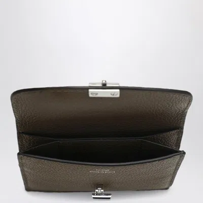 Totême Taupe Grained-leather T-lock Card Holder In Gray