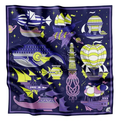 Squaïr Women's Los Corsarios Estelares Violet Silk Scarf In Purple