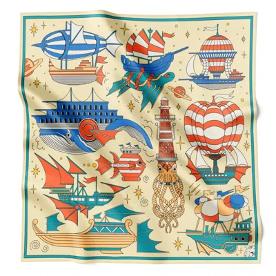 Squaïr Women's Los Corsarios Estelares Goldenrod Silk Scarf In Yellow