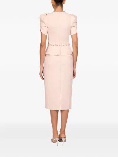 Jenny Packham Vienna Embellished Puff-sleeve Midi Dress In Neutral