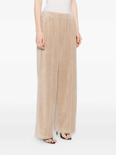 Alexander Wang Crystal-embellished Track Pants In Neutral