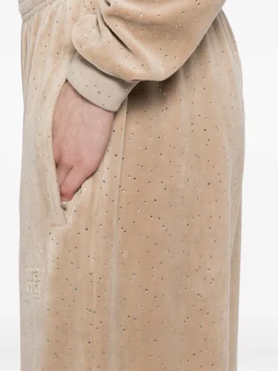 Alexander Wang Crystal-embellished Track Pants In Neutral