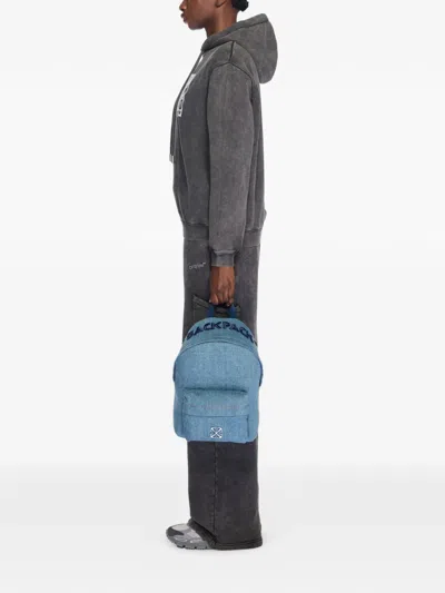 Off-white Jitney Backpack Quote Denim In Blue