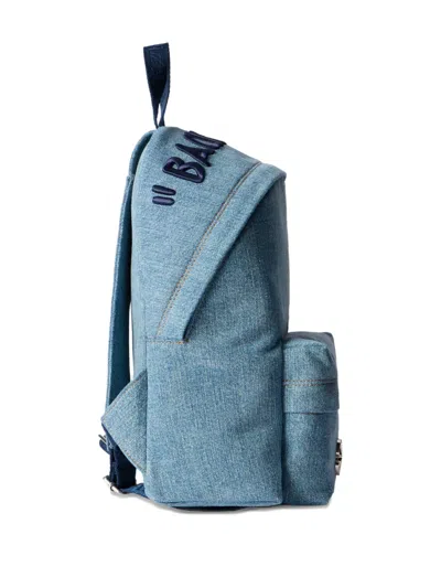 Off-white Jitney Backpack Quote Denim In Blue