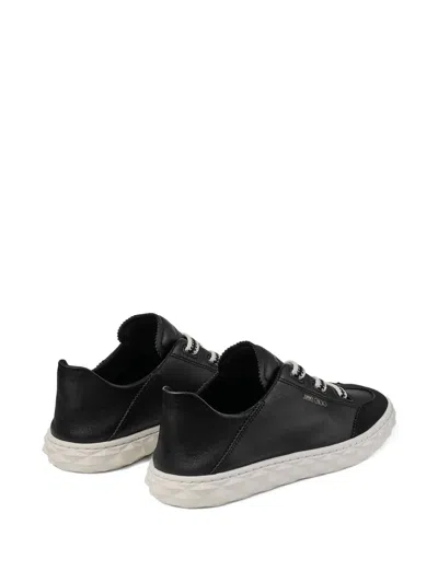 Jimmy Choo Diamond Light Leather Sneakers Contrast Sole In Black