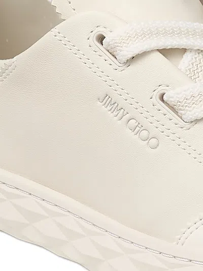 Jimmy Choo Diamond Flex Lightweight Leather Trainers With Collapsible Heel In White