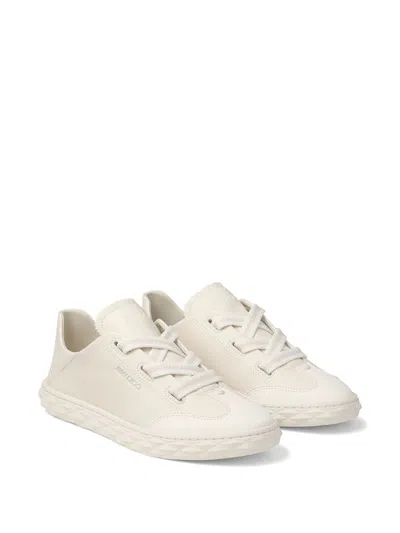 Jimmy Choo Diamond Flex Lightweight Leather Trainers With Collapsible Heel In White