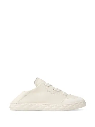 Jimmy Choo Diamond Flex Lightweight Leather Trainers With Collapsible Heel In White