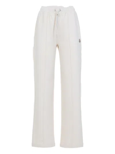 Moncler Straight Leg Sweat Trousers Side Pockets In White