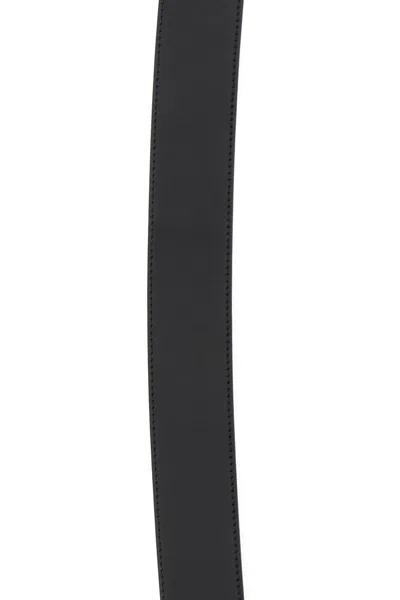 Prada Black Leather Belt With Triangle Logo In Black