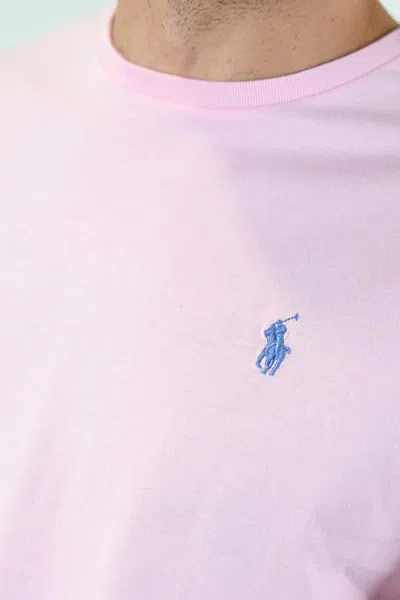 Ralph Lauren Logo Embroidered Round Neck T-shirt In Pink