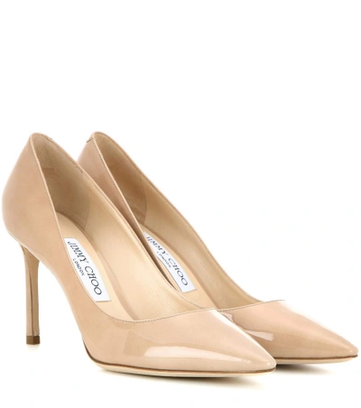 Jimmy Choo Nude Romy 85 Patent Leather Pumps In Neutrals