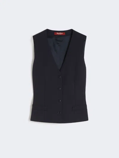 Max Mara Wool Crepe Gilet In Blue