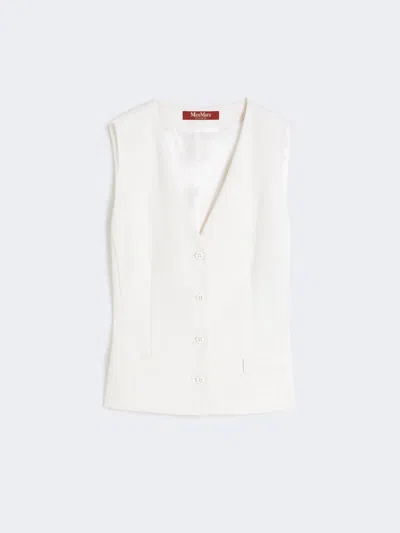 Max Mara Wool Crepe Gilet In White