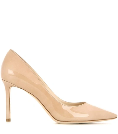 Jimmy Choo Nude Romy 85 Patent Leather Pumps In Neutrals