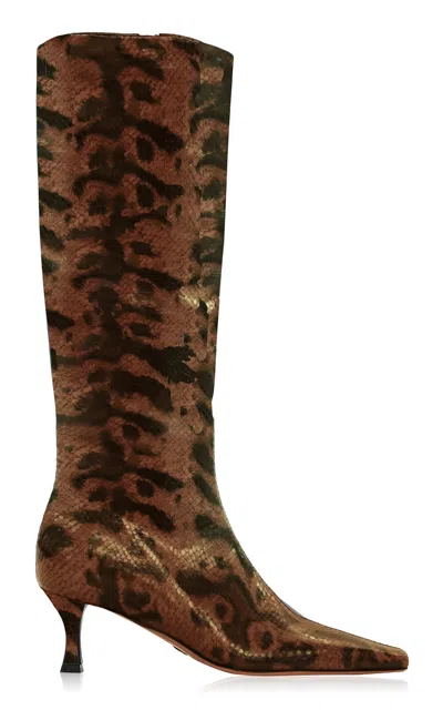 Proenza Schouler Trap Boots In Embossed Python Espresso In Brown