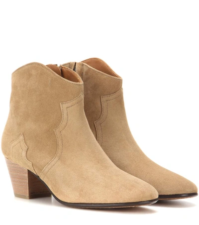 Isabel Marant Dicker Suede Ankle Boots In Beige