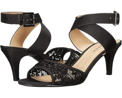 J. Reneé Soncino Sandals Womens Black Lace Kitten Heel Ankle Strap Zogg2090 In Black