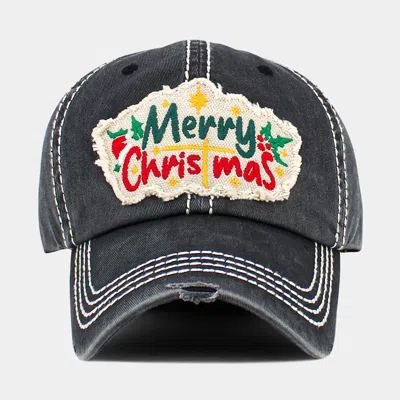 Fashnzfab Merry Christmas Message Embroidered Vintage Baseball Cap In Black