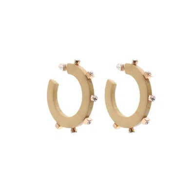 Smith & Co Women's Large City Girl Jewel Hoop Earrings In Cream In White