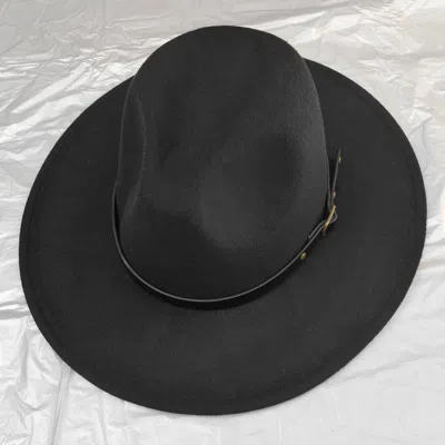 Fashnzfab Belt Band Pointed Fedora Hat In Black