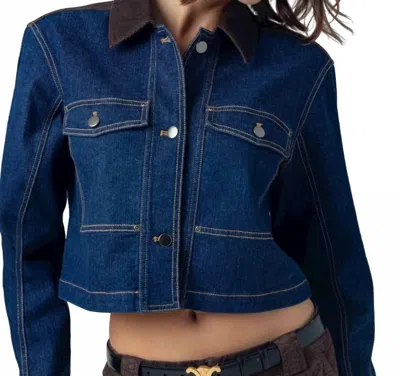 Sundays Klea Jacket In Denim/chocolate In Blue