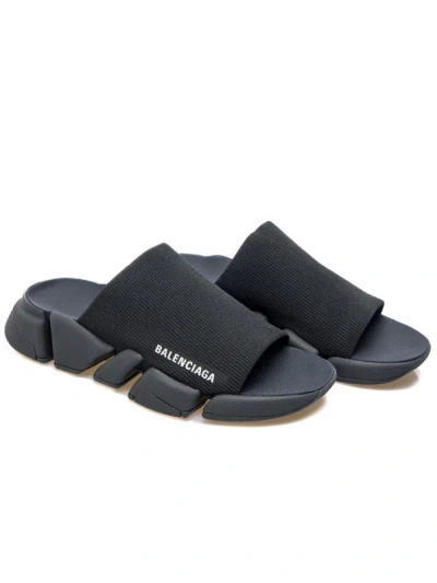 Balenciaga Slide Speed 2.0 In Maglia Riciclata  Da Donna In Nero In Black
