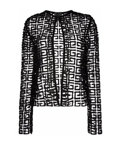 Givenchy 4g Guipure Cardigan Jacket In Black