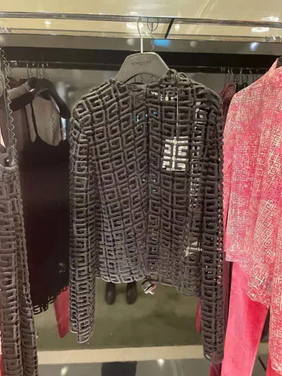 Givenchy 4g Guipure Cardigan Jacket In Black