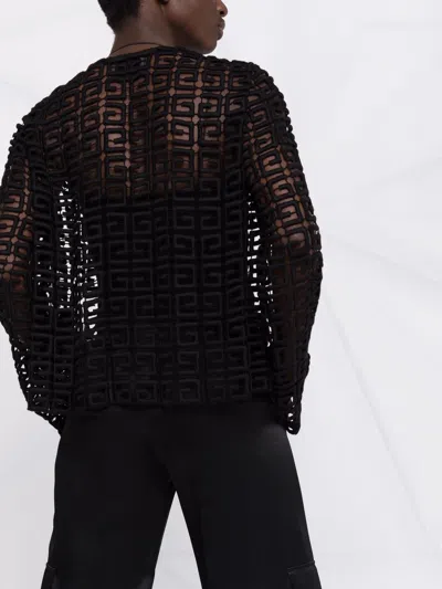 Givenchy 4g Guipure Cardigan Jacket In Black