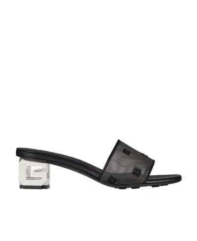 Givenchy G Cube Mules In 4g Transparent Mesh In Black