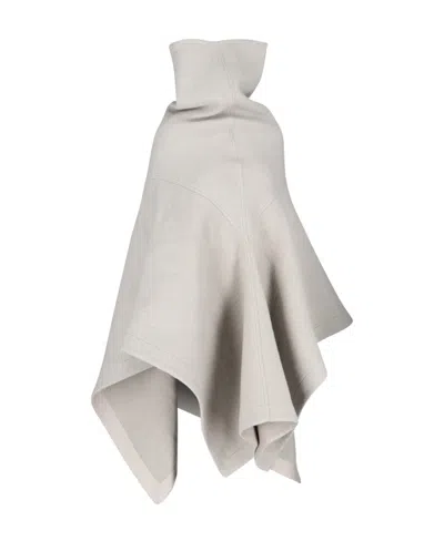 Rick Owens Funnel-neck Mid-length Cape In White