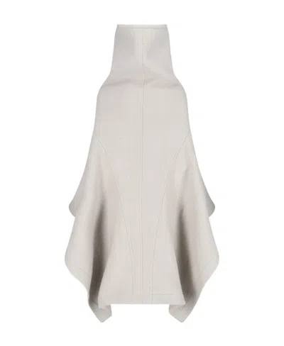 Rick Owens Funnel-neck Mid-length Cape In White