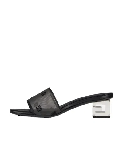 Givenchy G Cube Mules In 4g Transparent Mesh In Black