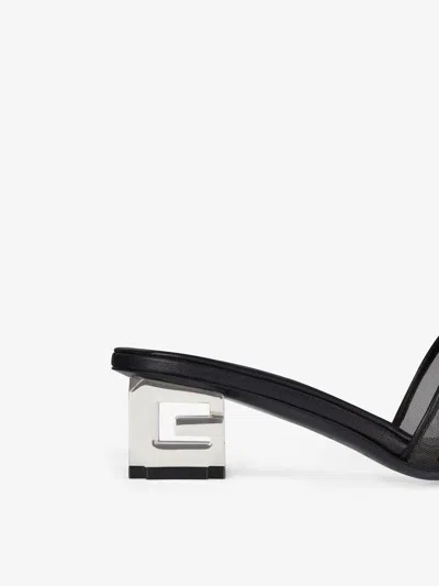 Givenchy G Cube Mules In 4g Transparent Mesh In Black