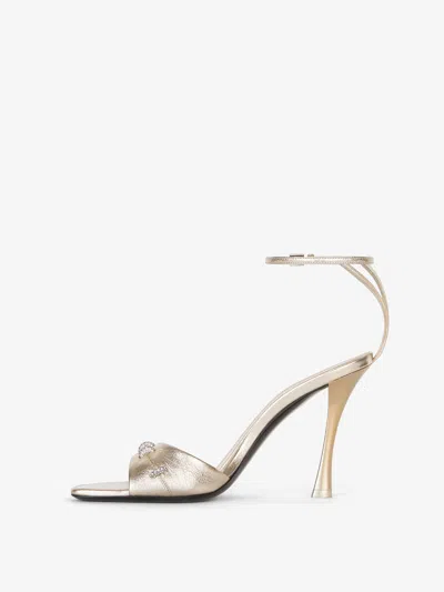 Givenchy Stitch Sandals In Laminated Leather With Crystals In Gold