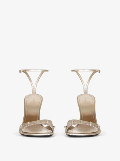 Givenchy Stitch Sandals In Laminated Leather With Crystals In Gold
