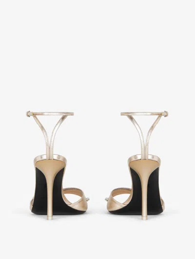 Givenchy Stitch Sandals In Laminated Leather With Crystals In Gold