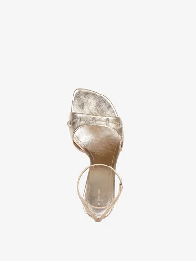 Givenchy Stitch Sandals In Laminated Leather With Crystals In Gold