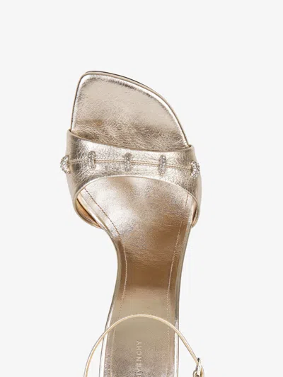 Givenchy Stitch Sandals In Laminated Leather With Crystals In Gold