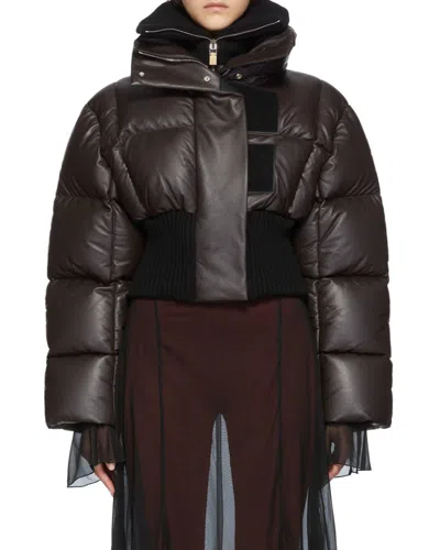 Givenchy Short Quilted Down Jacket In Brown